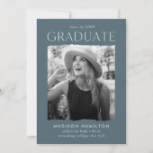 Moderner Edge Blue Gray Foto Abschluss Ankündigung (Vorderseite)