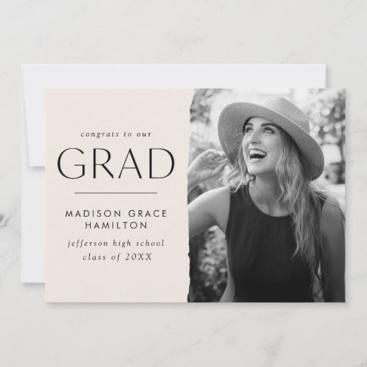 Moderner Edge Creme Foto Abschluss Ankündigung (Vorderseite)