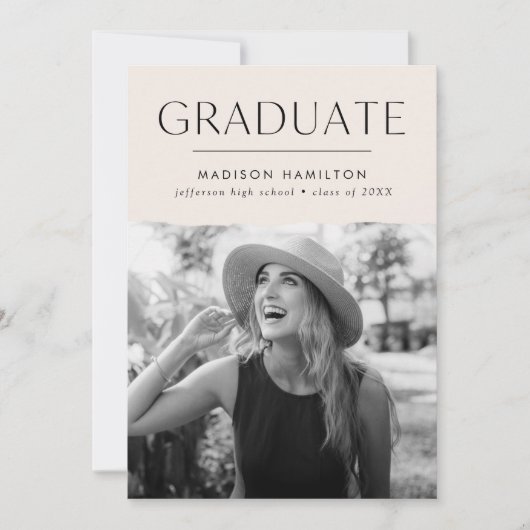 Moderner Edge Creme Foto Abschluss Ankündigung (Vorderseite)