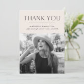 Moderner Edge Creme Foto Abschluss Dankeskarte (Stehend Vorderseite)