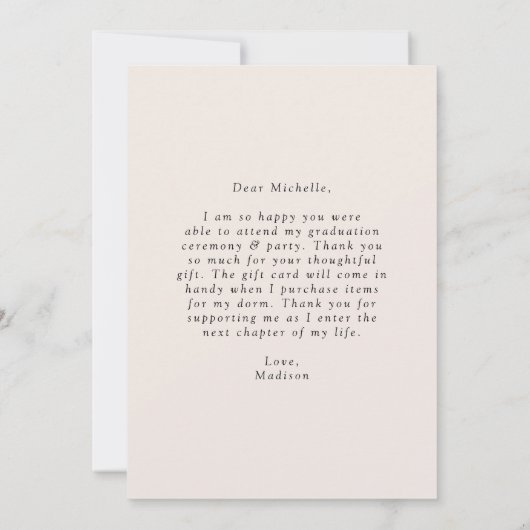 Moderner Edge Creme Foto Abschluss Dankeskarte (Rückseite)