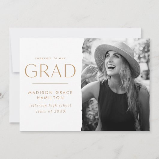 Moderner Edge Gold Foto Abschluss Ankündigung (Vorderseite)