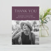 Moderner Edge Lila Foto Abschluss Dankeskarte (Stehend Vorderseite)