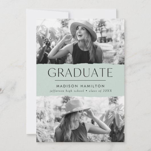 Moderner Edge Minze Green 2 Foto Abschluss Ankündigung (Vorderseite)