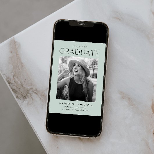 Moderner Edge Minze Green Foto Abschluss Ankündigung