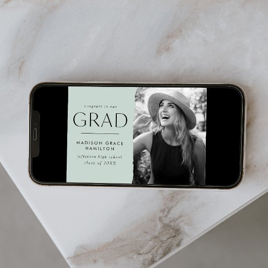 Moderner Edge Minze Green Foto Abschluss Ankündigung