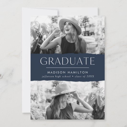 Moderner Edge Navy 2 Foto Abschluss Ankündigung (Vorderseite)