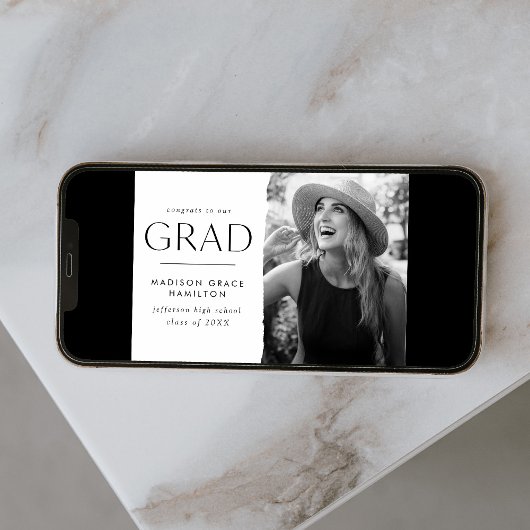 Moderner Edge White Foto Abschluss Ankündigung