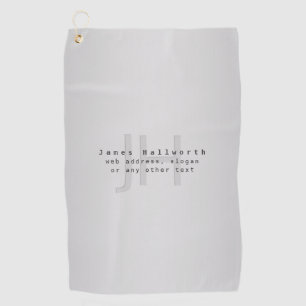 Moderner editierbarer Name & Slogan   Grauer Gradi Golfhandtuch
