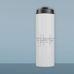 Moderner editierbarer Name & Slogan Grauer Gradi Thermosbecher