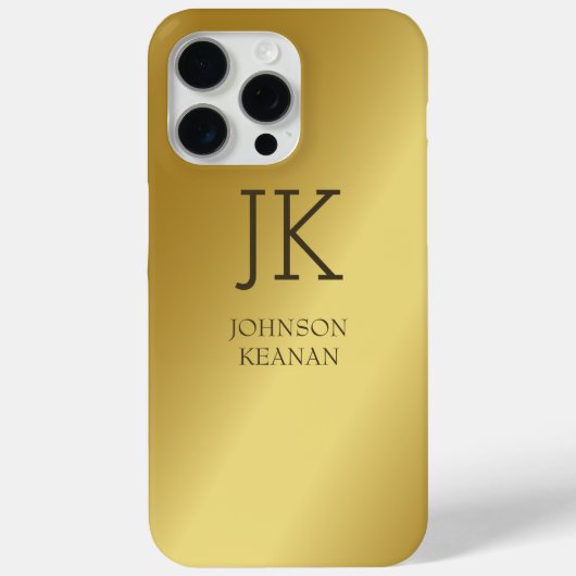 Moderner edler Gold-Metallischer mit Monogramm Nam Case-Mate iPhone Hülle (Rückseite)