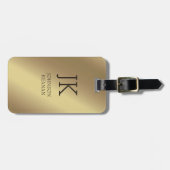 Moderner edler Gold-Metallischer mit Monogramm Nam Gepäckanhänger (Vorderseite horizontal)