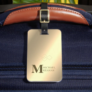 Moderner edler Gold-Metallischer mit Monogramm Nam Gepäckanhänger