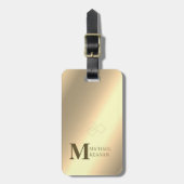 Moderner edler Gold-Metallischer mit Monogramm Nam Gepäckanhänger (Vorderseite vertikal)
