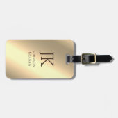 Moderner edler Gold-Metallischer mit Monogramm Nam Gepäckanhänger (Vorderseite horizontal)