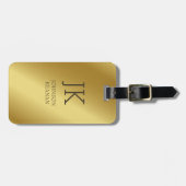 Moderner edler Gold-Metallischer mit Monogramm Nam Gepäckanhänger (Vorderseite horizontal)