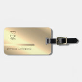 Moderner edler Gold-Metallischer mit Monogramm Nam Gepäckanhänger (Vorderseite horizontal)