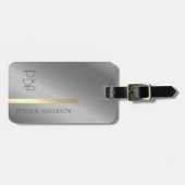 Moderner edler Gold-Metallischer mit Monogramm Nam Gepäckanhänger (Vorderseite horizontal)