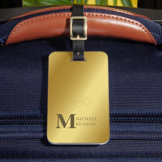 Moderner edler Gold-Metallischer mit Monogramm Nam Gepäckanhänger (Vorderseite Insitu 2)