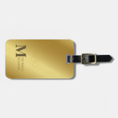 Moderner edler Gold-Metallischer mit Monogramm Nam Gepäckanhänger (Vorderseite horizontal)