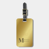Moderner edler Gold-Metallischer mit Monogramm Nam Gepäckanhänger (Vorderseite vertikal)