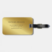 Moderner edler Gold-Metallischer mit Monogramm Nam Gepäckanhänger (Rückseite horizontal)