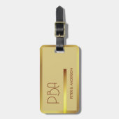 Moderner edler Gold-Metallischer mit Monogramm Nam Gepäckanhänger (Vorderseite vertikal)