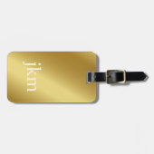 Moderner edler Gold-Metallischer mit Monogramm Nam Gepäckanhänger (Vorderseite horizontal)
