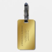 Moderner edler Gold-Metallischer mit Monogramm Nam Gepäckanhänger (Rückseite vertikal)