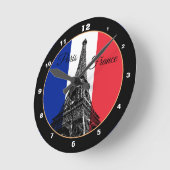 Moderner Eiffelturm, Paris, Französische Flagge / Runde Wanduhr (Winkel)