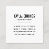 Moderner Eindruck | Fotograf Quadratische Visitenkarte (Rückseite)