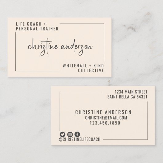 Moderner Einfach-Life Coach Personal Trainer | Cre Visitenkarte (Vorne/Hinten)