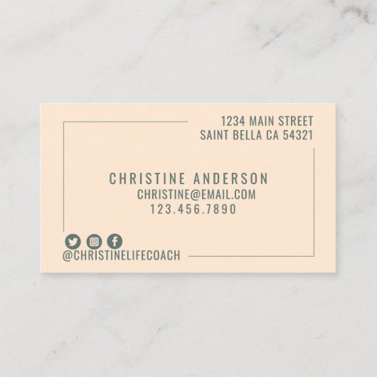 Moderner Einfach-Life Coach Personal Trainer | Grü Visitenkarte (Rückseite)