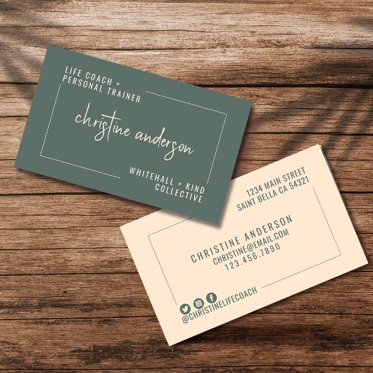 Moderner Einfach-Life Coach Personal Trainer | Grü Visitenkarte