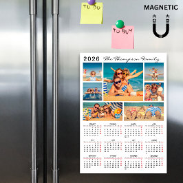 Moderner Einfacher 2026 Kalender Foto Collage Magn Magnetkarte