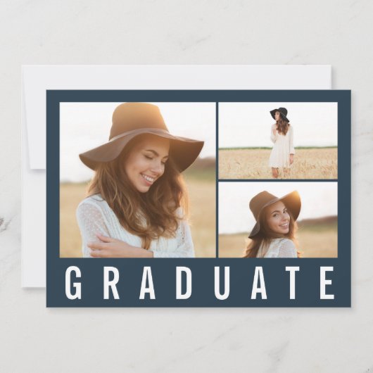 Moderner, einfacher 3 Foto Abschluss, einfach mari Ankündigung (Vorderseite)