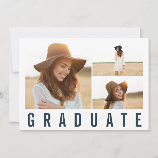 Moderner, einfacher 3 Foto Abschluss, einfach mari Ankündigung (Vorderseite)