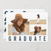 Moderner, einfacher 3 Foto Abschluss, einfach mari Ankündigung (Vorne/Hinten)