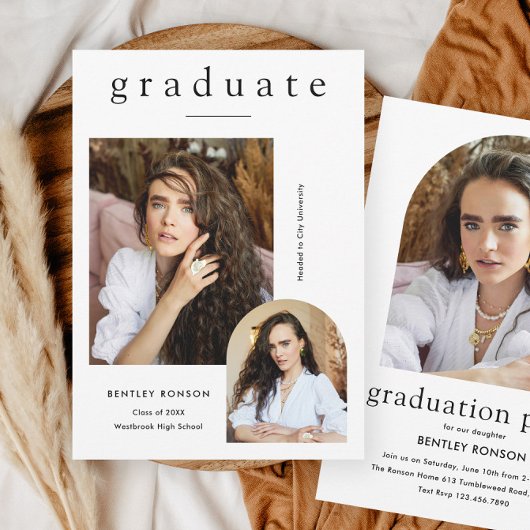 Moderner einfacher 3-Foto-Abschluss Einladung