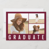 Moderner, einfacher 3-Foto-Abschluss, schlicht bor Ankündigung (Vorderseite)