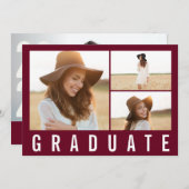 Moderner, einfacher 3-Foto-Abschluss, schlicht bor Ankündigung (Vorne/Hinten)