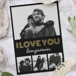 Moderner einfacher 4-Foto-Valentinstag Folien Feiertagskarte