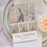 Moderner, einfacher 4 Foto Weihnachtsfeiertag Folien Feiertagskarte<br><div class="desc">Senden Sie Familienurlaub und Familienurlaub mit dieser vereinfachenden Familienurlaubskarte mit echter Goldfolie-Foto! Das Design umfasst 4 Fotos. Einfach mit der Vorlage anpassen,  alle Schriftart Stile,  Farbe und Größe ändern können,  indem Sie auf den Link nach der Personalisierung anpassen.</div>