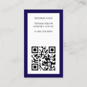 Moderner einfacher blauer weißer QR-Code Berater Visitenkarte (Rückseite)