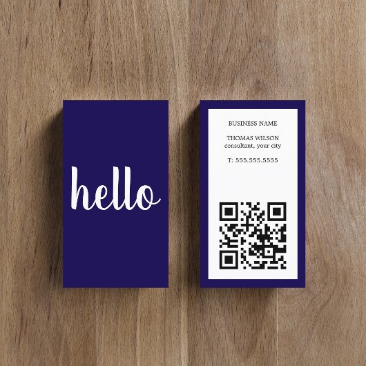 Moderner einfacher blauer weißer QR-Code Berater Visitenkarte