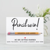 Moderner einfacher Bleistift in Pappe Save The Date (Stehend Vorderseite)