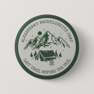 Moderner einfacher Camping Weekend Junggeselinnen- Button