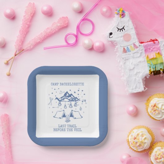 Moderner einfacher Camping Weekend Junggeselinnen- Pappteller (Party)