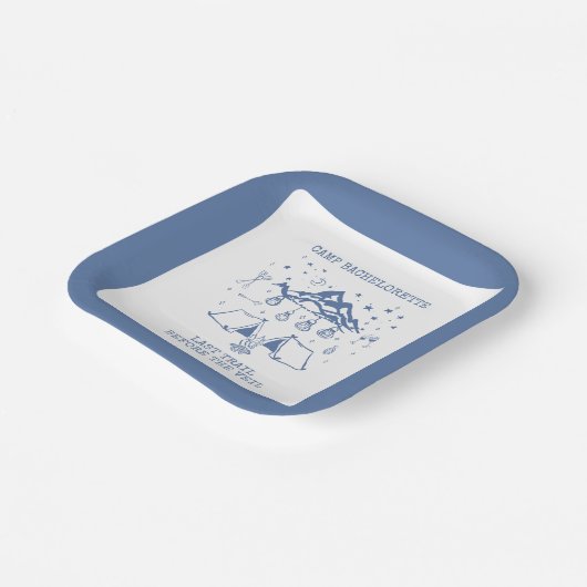 Moderner einfacher Camping Weekend Junggeselinnen- Pappteller (Gewinkelt)