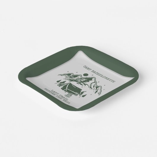 Moderner einfacher Camping Weekend Junggeselinnen- Pappteller (Gewinkelt)